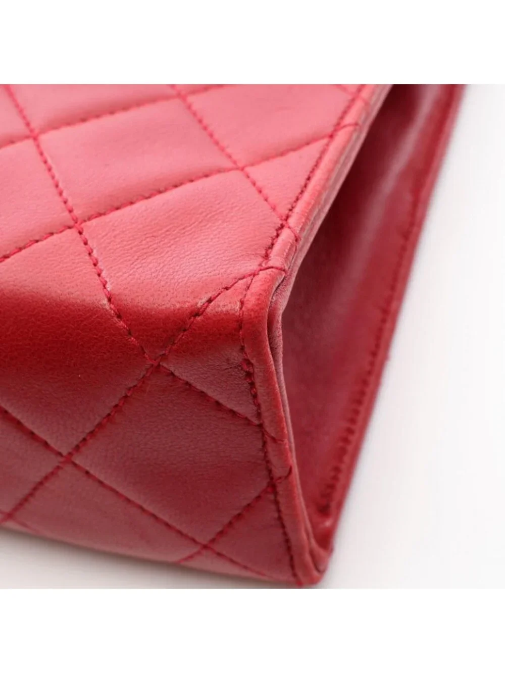 Chanel Shoulder Bag Quilted Big CC Logo Red Lambskin CC Chain